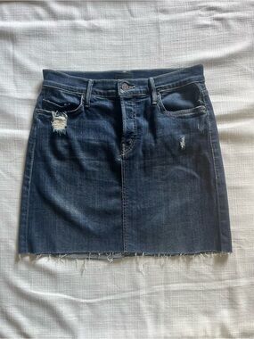 MOTHER The easy A skirt Mini Fray skirt- Dark Blue Denim